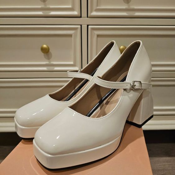 อื่นๆ รองเท้าส้นสูง อื่นๆ ขนาดอื่น ๆ ขาว รองเท้าส้นตึก Mary Jane Shoes : The Mully Labotte.bkk