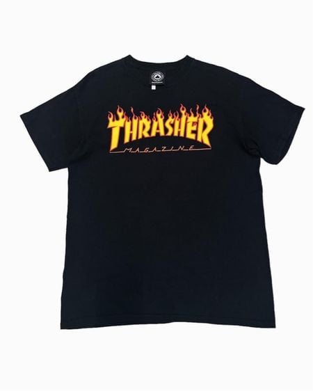 เสื้อ Thrasher ลายไฟ สีดำ
