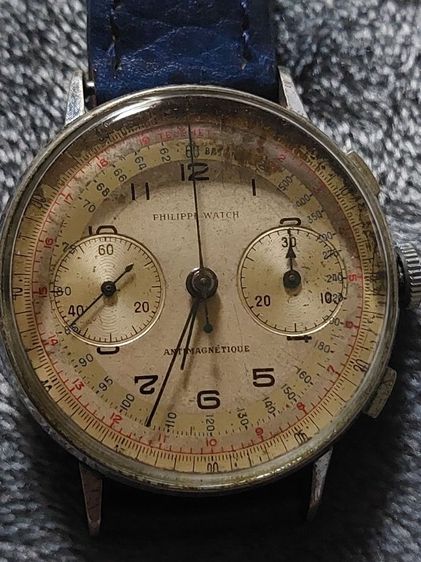 โลหะ เงิน Rare PHILLIPPE chronograph  1940s