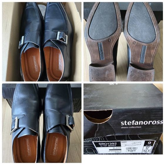ขาย รองเท้าหนังสีดำจากแบรนด์ Stefanorossi รุ่น SRO1392 U-Tip Monk2" มือสอง เหมือนใหม่ มีกล่องครบ แทบไม่ผ่านการใช้งาน