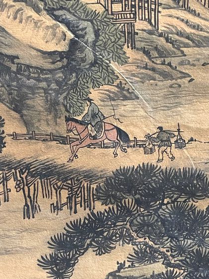 ภาพวาด ขุนนางจีนขี่ม้า วิวเขาไม้ สะสม รูปที่ 3