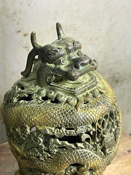 กระถาง กำยาน มังกร ลงเขียวปัดทอง A69 รูปที่ 7