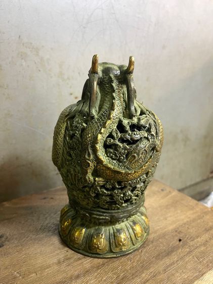 กระถาง กำยาน มังกร ลงเขียวปัดทอง A69 รูปที่ 5