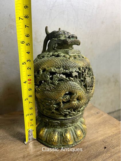 กระถาง กำยาน มังกร ลงเขียวปัดทอง A69 รูปที่ 10