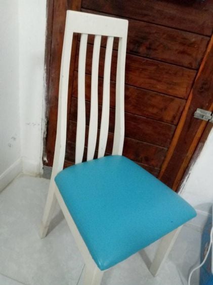 เก้าอี้ตั้งข้างห้อง/เก้าอี้โต๊ะอาหาร หนังเทียม ขาว เก้าอี้ไม้ยางแท้
