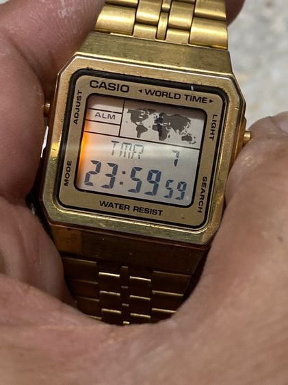 นาฬิกายี่ห้อ CASIO  world times  แท้มือสอง  สายทองยังสวย    350฿ รูปที่ 2