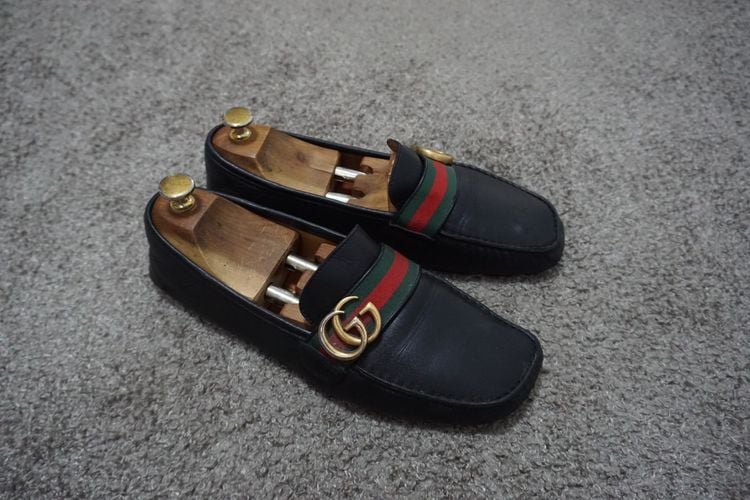 GUCCI Leather Driver with web Size 7