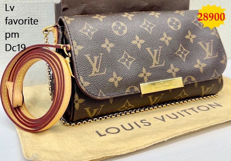 Louis Vuitton หนังแท้ หญิง น้ำตาล Lv favorite pm  มือสอง