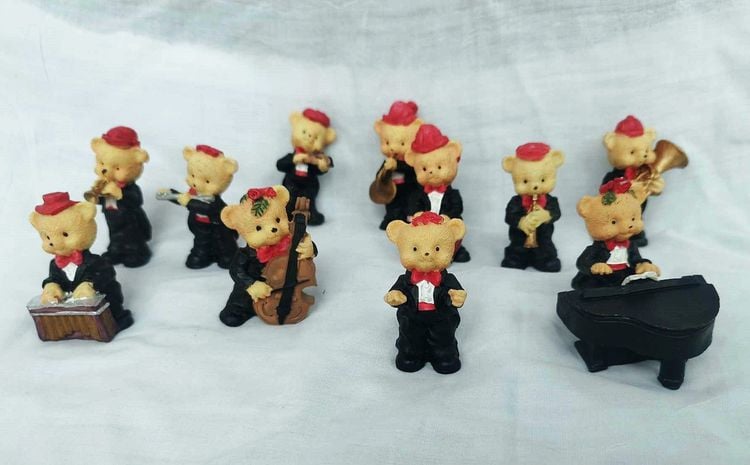 หมีออร์เคสตรา Bear Orchestra วินเทจ 11 ชิ้น สะสม ตกแต่ง โชว์ มือสอง จากญี่ปุ่น