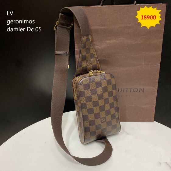 Louis Vuitton หนังแท้ ชาย น้ำตาล คาดอกLV geronimos damier