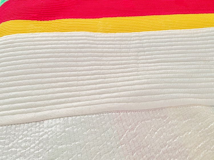 ผ้าห่ม หรือผ้าคลุมเตียง ขนาด 5-5.5ฟุต งานผ้าแพรหลากสีขลิบขอบลูกไม้ขอบสีขาวเย็บลายลอนรอบด้าน (สภาพใหม่) มือสองสภาพดี สินค้าญี่ปุ่น-เกาหลีแท้ รูปที่ 9