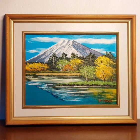 รูปติดผนัง ภาพเขียนสีน้ำมัน ฟูจิซัง  ในฤดูใบไม้ร่วง  เป็นมุมที่ภูเขาฟูจิ สวยมากๆอีกมุมทีเดียวครับ  ฟูจิ ขึ้นชื่อได้ว่าคือสัญลักษณ์ของ ประเทศญี่ปุ่น🗻🌸