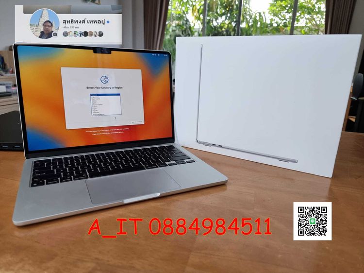 MacBook Air M2 2022 13.6นิ้ว สี Silver RAM8GB SSD 256GB สภาพสวยครบกล่องไร้ริ้วรอย Cycle Count 131 ประกันศูนย์ NOV 2024