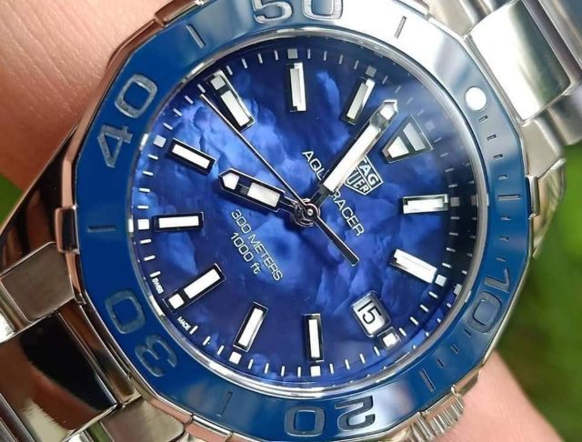Tag Heuer Aquaracer 300M. Blue Ceramic Blue Mother Of Pearl Dial WAY131S (35mm.)🇨🇭