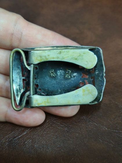 (1237) หัวเข็มขัดเงิน งานเก่า รูปช้างลงยา รูปที่ 9