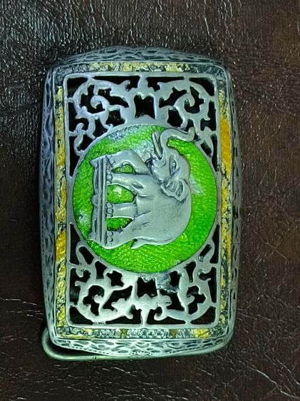 (1237) หัวเข็มขัดเงิน งานเก่า รูปช้างลงยา รูปที่ 5