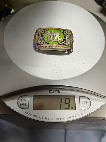 (1237) หัวเข็มขัดเงิน งานเก่า รูปช้างลงยา รูปที่ 6