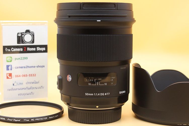 เลนส์ fixed ขาย Lens Sigma 50mm f1.4 DG HSM Art (for Nikon) สภาพสวยใหม่ ไร้ฝ้า รา พร้อม Filter,Hood