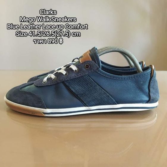 Clarks
Mego Walk Sneakers
Blue Leather Lace up Comfort 
Size 41.5ยาว26.5(27.5) cm
ราคา 890 ฿