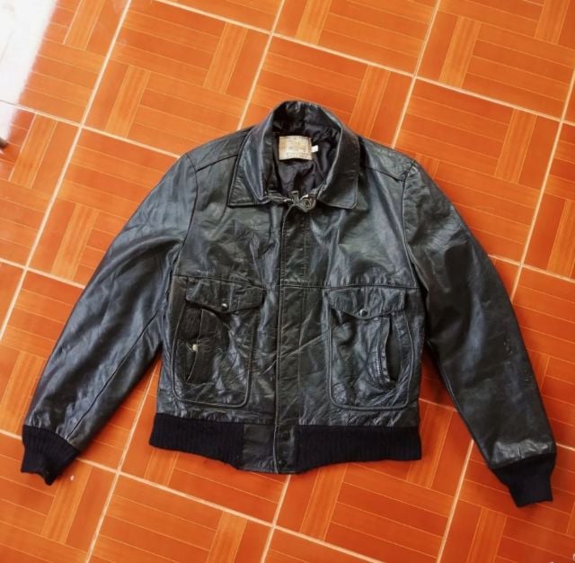 อื่นๆ เสื้อแจ็คเก็ต | เสื้อคลุม อื่นๆ ดำ แขนยาว เสื้อหนังRare Vintage1960s Excelled Black Leather G1-Flight BomberJacket 🇺🇸Made in USA 🇺🇸งานหนังแท้ปีลึก1960s ลึกแบบเก่าไฟลุกเลย