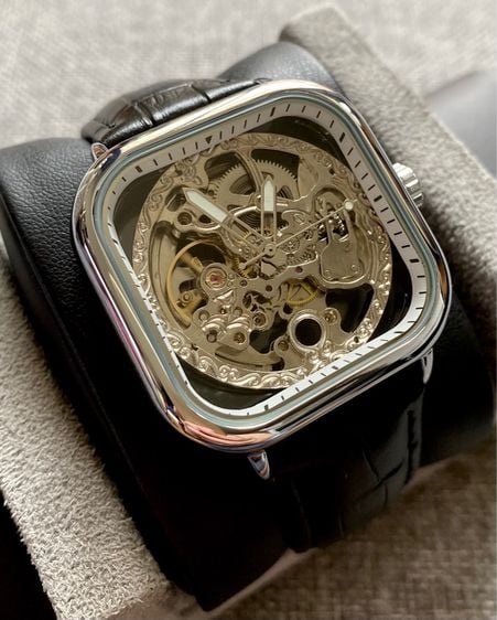 อื่นๆ เงิน Automatic Skeleton Luxury Watch 