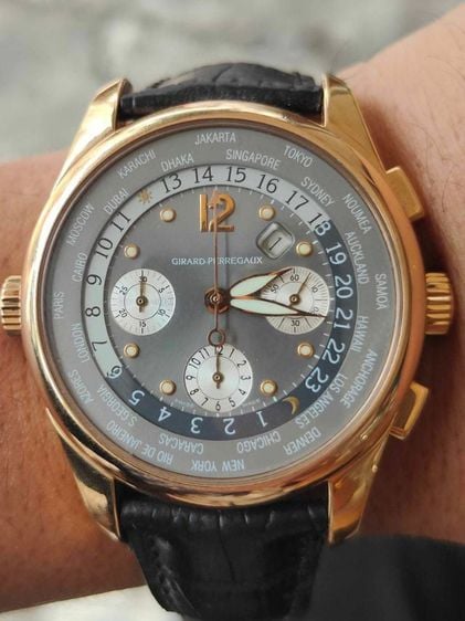นาฬิกา GIRARD PERREGAUX WWTC WORLD TIMER CHRONOGRAPH 43MM 18K ROSE GOLD WATCH Ref.49800 