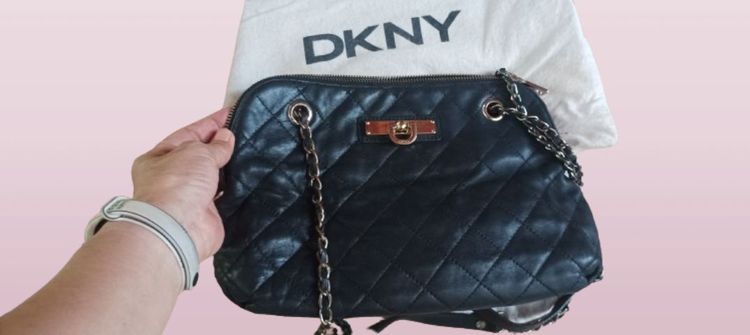 หนังแท้ หญิง ดำ กระเป๋า DKNY แท้สภาพดี