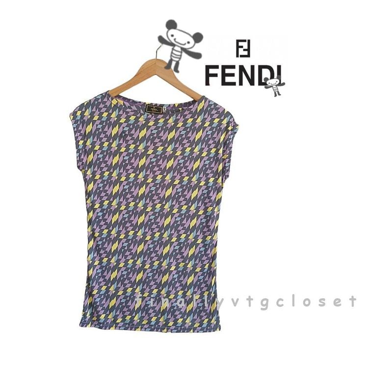 อื่นๆ เสื้อเชิ้ตและเสื้อผู้หญิง อื่นๆ ไม่มีแขน Fendi Top Tee Shirt Size 42 Made In Italy