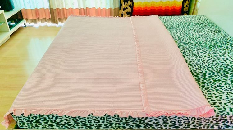 ผ้าห่ม ขนาด 6ฟุต สีชมพูเย็บลายลอนมีระบาย มือสองสภาพดี สินค้าญี่ปุ่น-เกาหลีแท้  รูปที่ 14