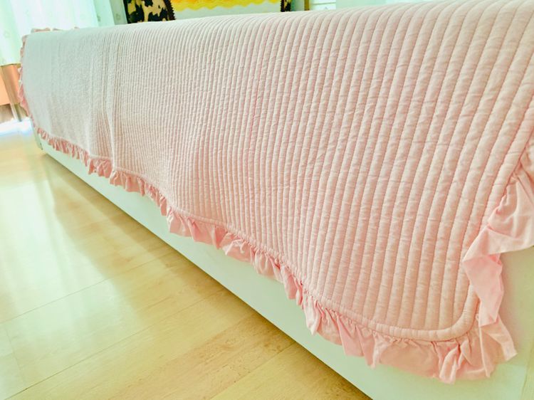 ผ้าห่ม ขนาด 6ฟุต สีชมพูเย็บลายลอนมีระบาย มือสองสภาพดี สินค้าญี่ปุ่น-เกาหลีแท้  รูปที่ 7