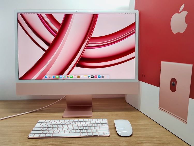Apple แมค โอเอส 8 กิกะไบต์ อื่นๆ ไม่ใช่ iMac (Retina4.5K 24-inch, 2021) M1 8-Core CPU 7-Core GPU SSD 256Gb Ram 8Gb สี Pink สวย ครบกล่อง