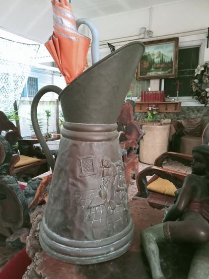 งานอังกฤษ..ถังทองแดงลายนูนใส่ของใช้ขนาดใหญ่เก่าโบราณ รูปที่ 3