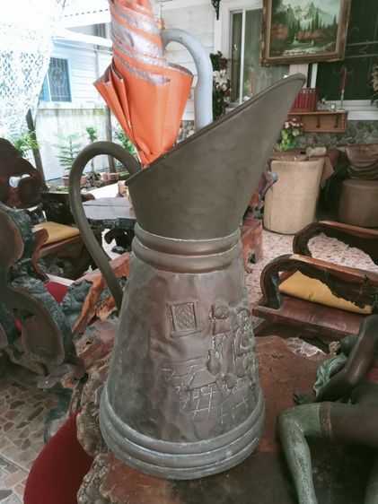 งานอังกฤษ..ถังทองแดงลายนูนใส่ของใช้ขนาดใหญ่เก่าโบราณ รูปที่ 6