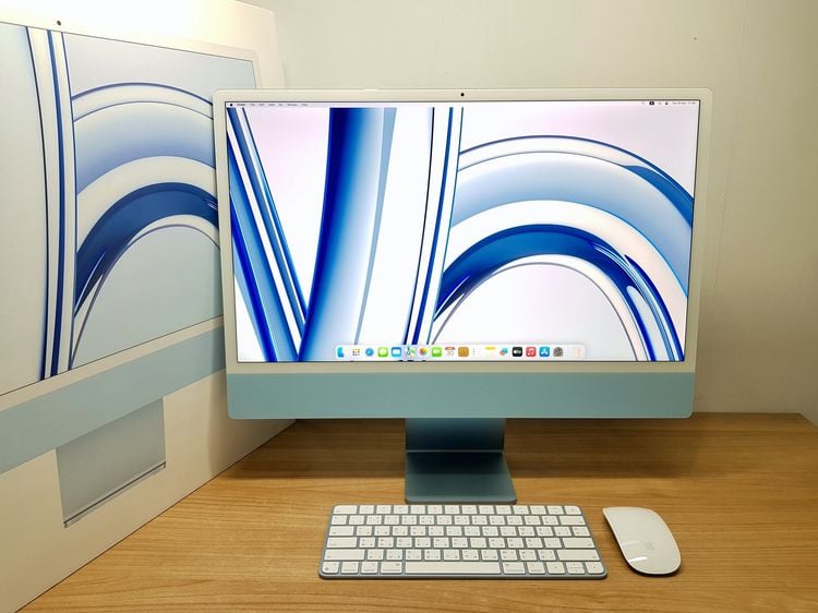 Apple แมค โอเอส 8 กิกะไบต์ อื่นๆ ใช่ iMac (Retina4.5K 24-inch, 2023) M3 8-Core CPU 8-Core GPU SSD 256Gb Ram 8Gb สีฟ้า ครบกล่อง ใช้น้อย ประกันเกือบ 1 ปีเต็ม