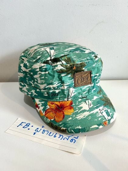 หมวกและหมวกแก๊ป หมวก​ Obey ฮาวาย​ สีเขียวลายสวย​ สภาพเหมือนใหม่​