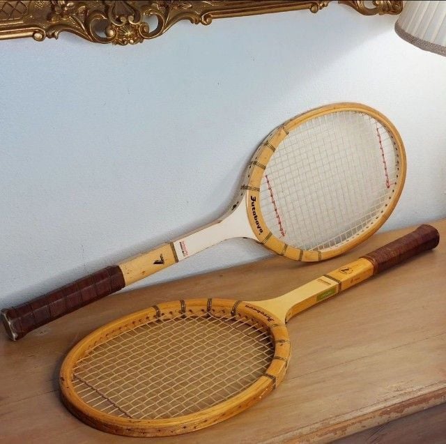 Rare Vintage Antique Autograph Wooden Tennis Racquet Racket 
 รูปที่ 1