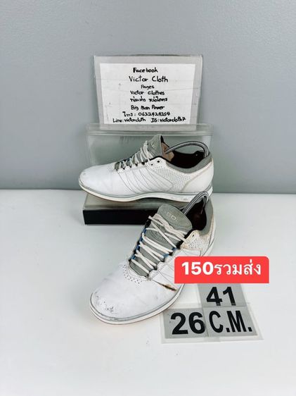 รองเท้ากอล์ฟ Skechers Sz.8us41eu26cm สีขาว Upperลอก มีรอยขาดข้างซ้ายด้านนอก พื้นสวยดี ใส่ซ้อมหรือเดินเล่นได้