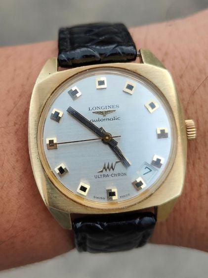 นาฬิกา LONGINES ULTRA-CHRON Ref.8360-2 18k Solid Gold หลักเหลี่ยมใหญ่สอดนิน 