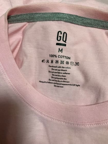 GQ เสื้อยืดคอกลม ไซด์ M แท้ สีชมพู อก 39 ยาว 28 นิ้ว 50 บาท รูปที่ 3
