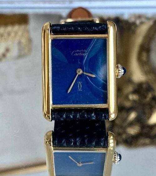 นาฬิกา Cartier Tank Lapis Blue  Spider Dial ตัวเรือน Solid Silver With Gold Plating Or G20
