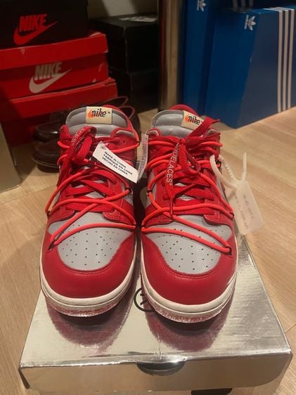 Nike รองเท้าผ้าใบ UK 9.5 | EU 44 | US 10 แดง dunk low x off white (Red) 10us