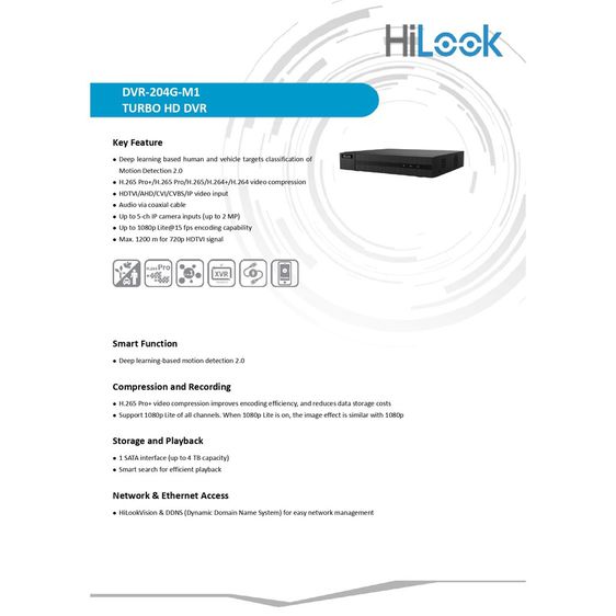 HiLookเครื่องบันทึกกล้องวงจรปิดรุ่นDVR-204G-M1(C) รูปที่ 7
