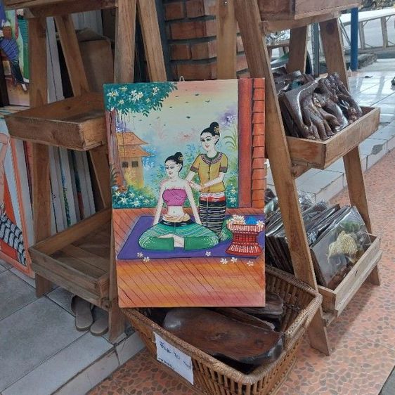 รูปติดผนัง ภาดวาดบนผืนผ้าใบ ภาดวาดนวดแผนไทย