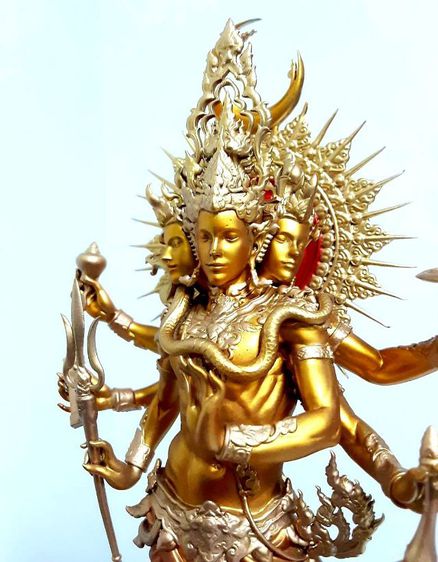 พระตรีมูรติ เนื้อบรอนซ์ สูง9นิ้ว 11นิ้วรวมฐานหินอ่อน  รูปที่ 7