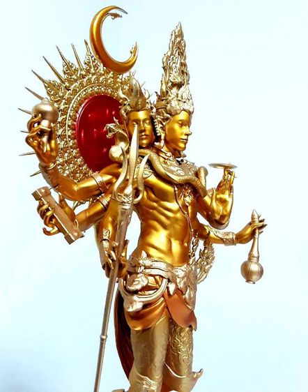 พระตรีมูรติ เนื้อบรอนซ์ สูง9นิ้ว 11นิ้วรวมฐานหินอ่อน  รูปที่ 15