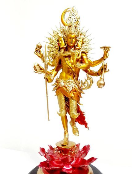 พระตรีมูรติ เนื้อบรอนซ์ สูง9นิ้ว 11นิ้วรวมฐานหินอ่อน  รูปที่ 18