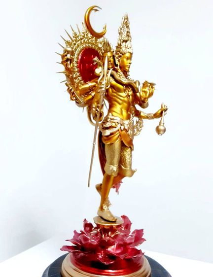 พระตรีมูรติ เนื้อบรอนซ์ สูง9นิ้ว 11นิ้วรวมฐานหินอ่อน  รูปที่ 11