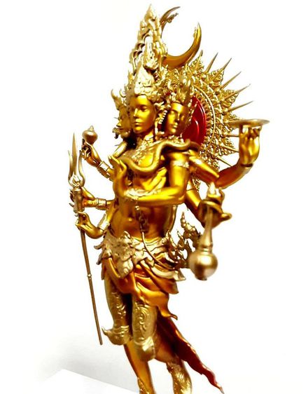 พระตรีมูรติ เนื้อบรอนซ์ สูง9นิ้ว 11นิ้วรวมฐานหินอ่อน  รูปที่ 10