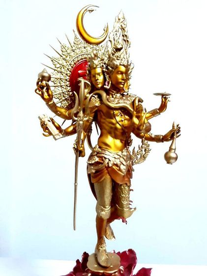 พระตรีมูรติ เนื้อบรอนซ์ สูง9นิ้ว 11นิ้วรวมฐานหินอ่อน  รูปที่ 2