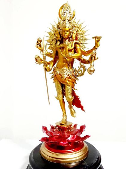 พระตรีมูรติ เนื้อบรอนซ์ สูง9นิ้ว 11นิ้วรวมฐานหินอ่อน  รูปที่ 6